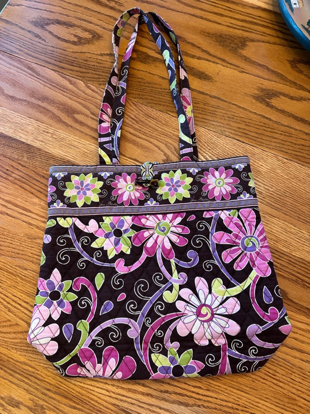 Vera Bradley Purple Punch Quilted Floral Tote Bag in Pink, Green and Purple